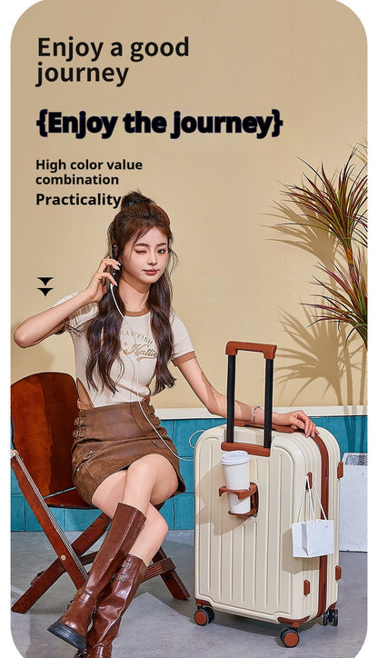 Mala de Viagem Nova Design com Porta-copos Mala Feminina de Bordo Mala de Viagem Feminina Conjunto de Malas de Viagem de 20 a 28 Polegadas Conjunto de Malas de Bordo em PC