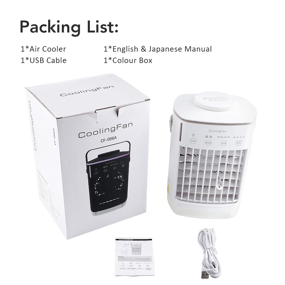 Ar Condicionado Portátil Ventilador de Mesa Spray Duplo Atomização Ultrassônica 3/4 Velocidades Silencioso Refrigerador de Ar Luz Noturna Ventilador Elétrico Doméstico