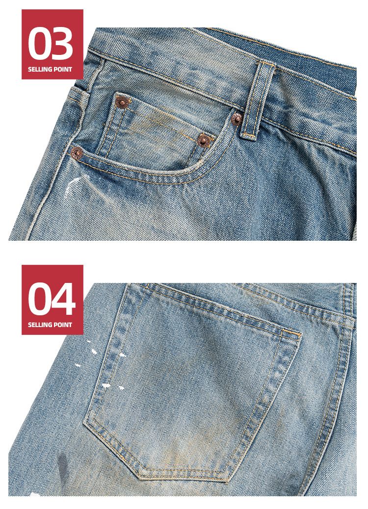 MIJKO Tie Dye Splatter Paint Denim Jeans Men's Loose Wide Leg Jeans American TJ131