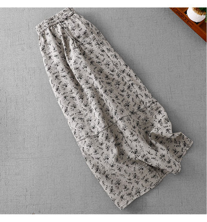 Cotton Linen High Waist Printed Summer New Sle Cool Slimming Hip Covering Floral Skirt Loose Fit Casual Long Skirt
