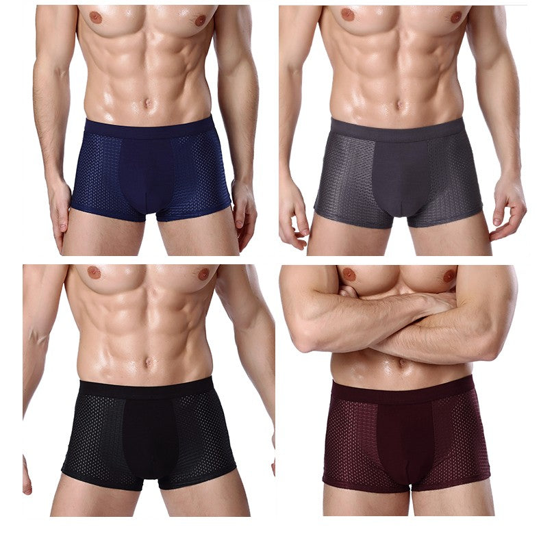 L-8XL Plus Banboo Fiber Men Underwear Male boxer Solid Panties Shorts Men's  Underpants Breathable Intimate Man boxers 4pcs