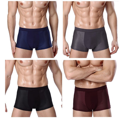 L-8XL Plus Banboo Fiber Men Underwear Male boxer Solid Panties Shorts Men's  Underpants Breathable Intimate Man boxers 4pcs