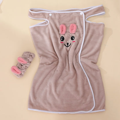 High-end Children's Suspender Skirt, Headband, Soft Towel Bathrobe, Absorbent, Wearable, Wrapable, Water-absorbent Quick-drying