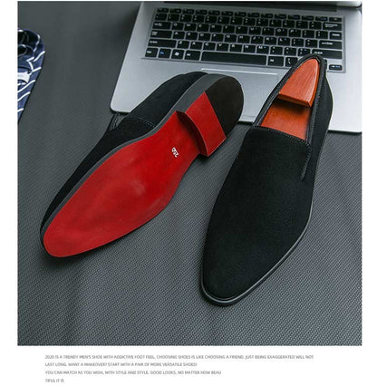 New In Red Bottom Shoes for Men Loafers Flock Solid Slip-On Party Men Dress Shoes Size 38-48 Free Shipping Men Shoes
