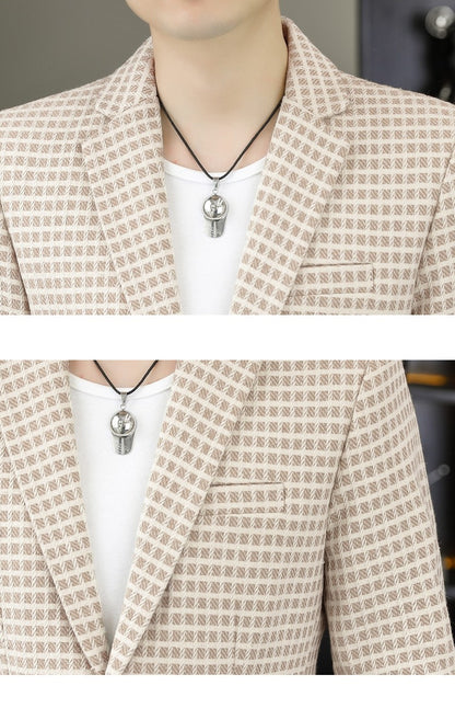 Blazer Men's Fashion Gentleman Business Outdoor Travel Plaid Slim-fit Korean Version of The Trend Handsome Youth Casual Blazer