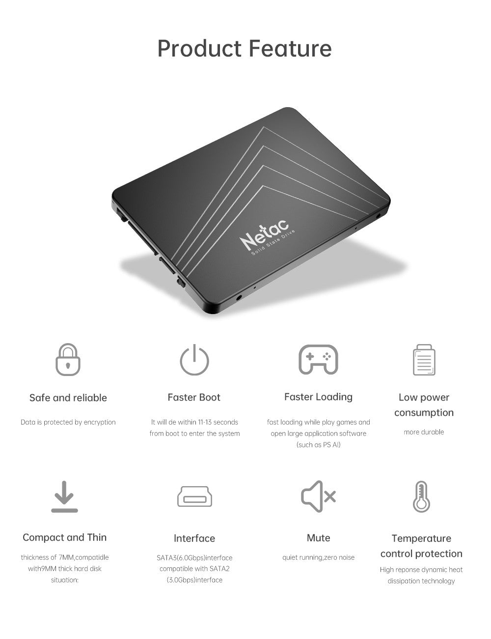 SSD Netac 1tb SATA SATA3 128gb 256gb 480gb 512gb HD SSD 2tb hdd 2.5 Disco Rígido Interno de Estado Sólido para PC