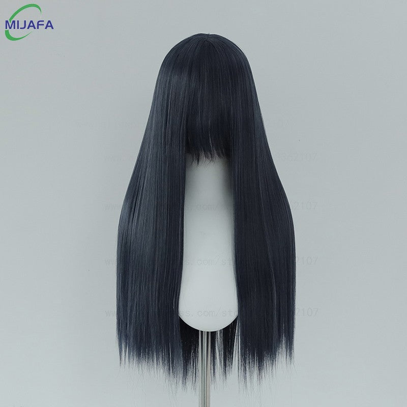Peruca de Cosplay Longa e Lisa de Altíssima Qualidade, 400g, 48 Cores, 60cm, com Franja, Resistente ao Calor, Perucas Anime + Touca de Peruca