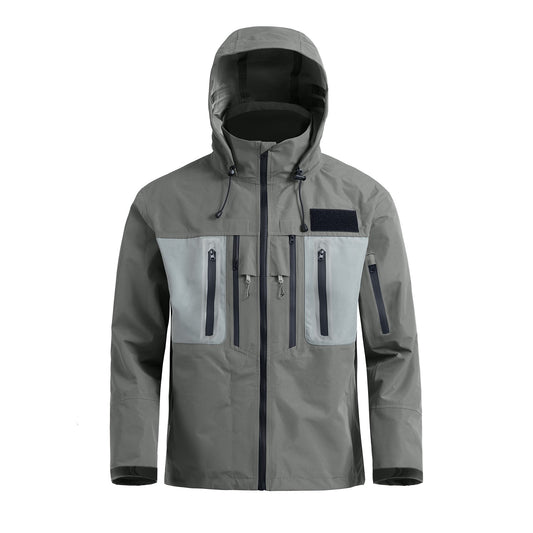 Jaqueta Masculina Impermeável com Capuz para Pesca com Mosca e Caminhada, 3 Camadas, Respirável, Corta-vento, Casaco Hardshell