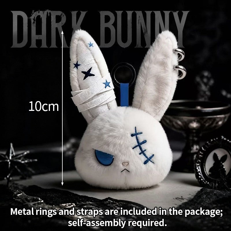 Gothic Bunny Plush Keychain Rabbit Bag Charm Bandage Rabbit Pendant Dark Horror Bunny Doll Keyring Bag Charm Halloween Gifts