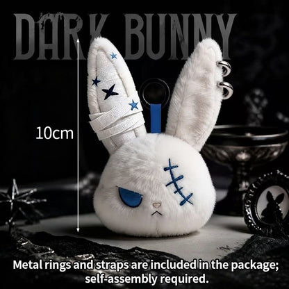 Gothic Bunny Plush Keychain Rabbit Bag Charm Bandage Rabbit Pendant Dark Horror Bunny Doll Keyring Bag Charm Halloween Gifts
