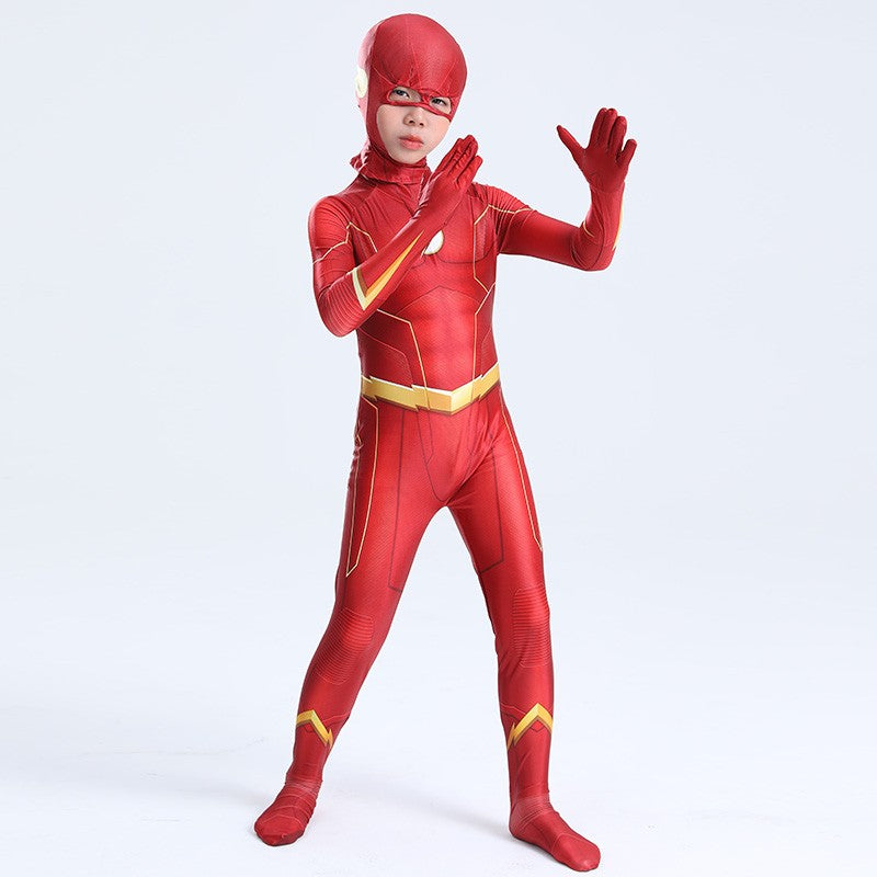 Flash Adult Children Cosplay Costumes Superhero Jumpsuit Including Headgear Halloween carnival Dressing Up