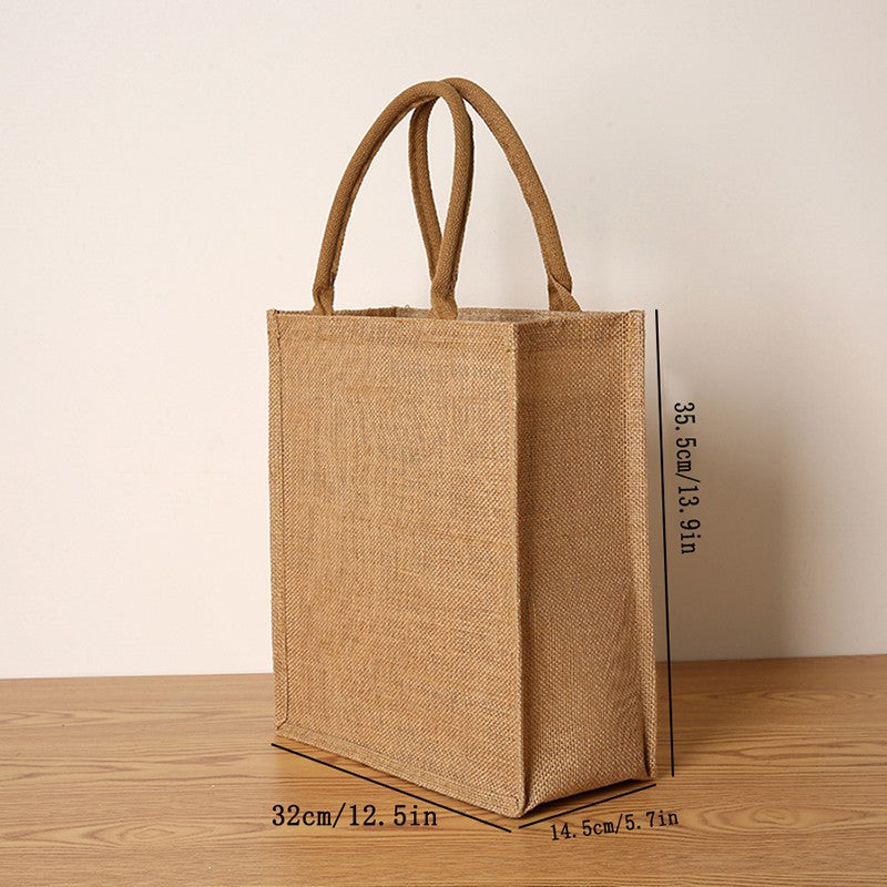 Bolsa feminina de juta, sacola de compras de grande capacidade, bolsa de viagem, bolsa masculina aberta