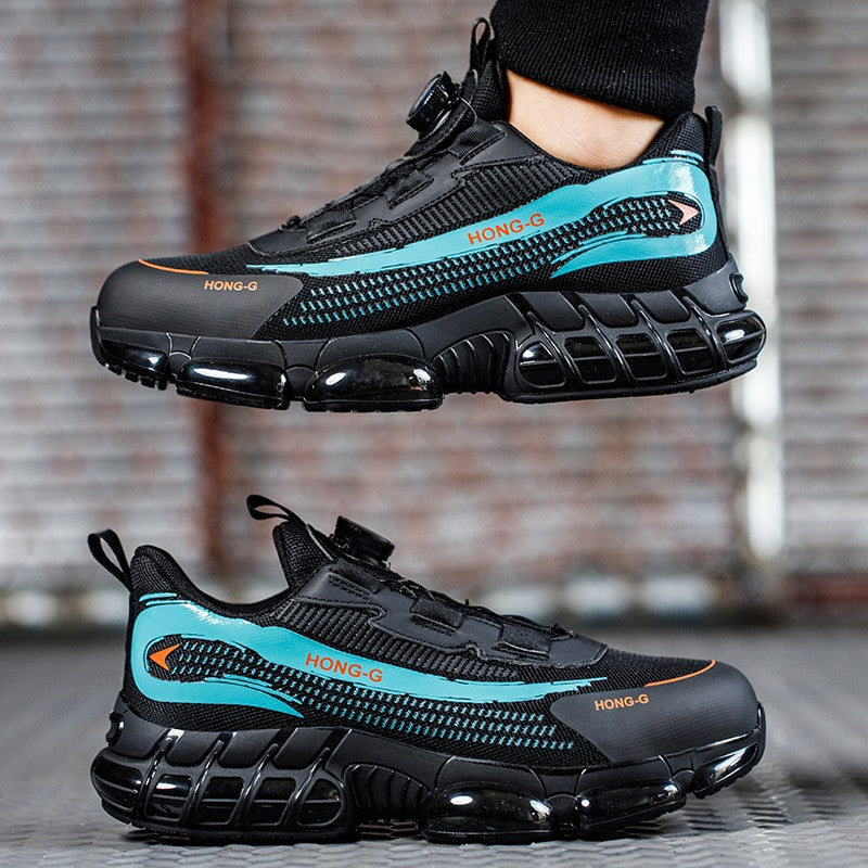 Men's Work Shoes  Rotary Buckle Work Sneakers Protective Shoes Safety Industrial Puncture-Proof Anti-Smash Steel Toe Shoes