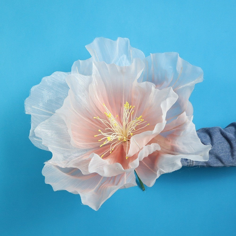 30/40/50cm Artificial Peach Blossoms Giant Gauze 3D Fluffy Petals Large Flower Head Floor Display Wedding Landscaping