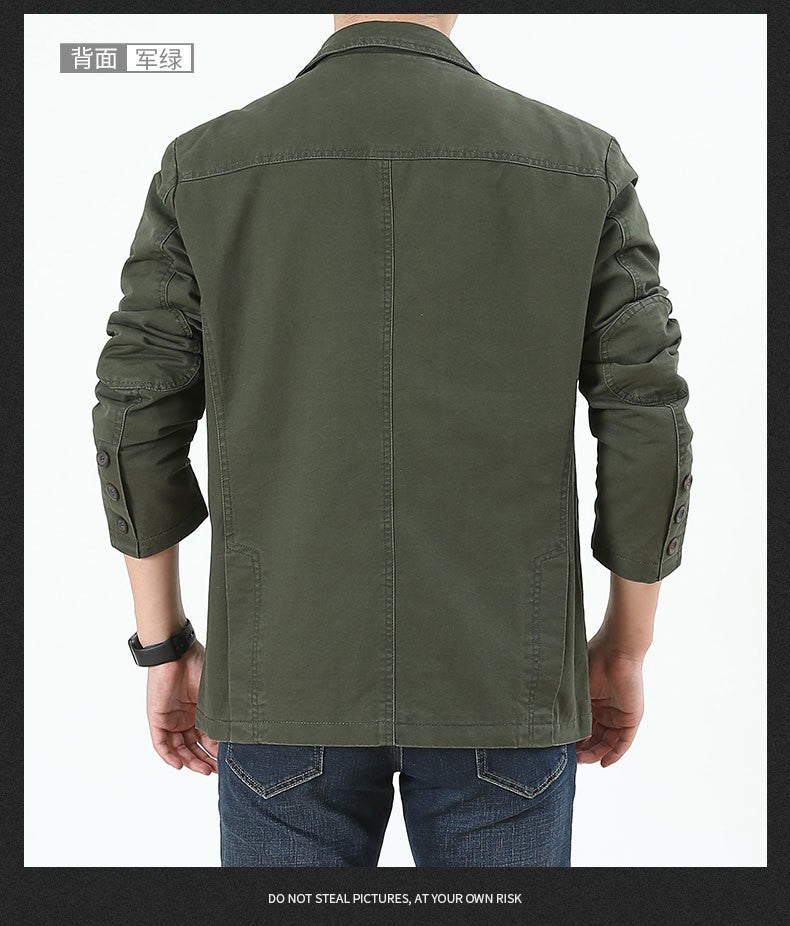 Men Blazer Middle-aged Loose Men Fashion Business British Style Casual Suit Three Button Cotton Casual Clothes Single West Coat