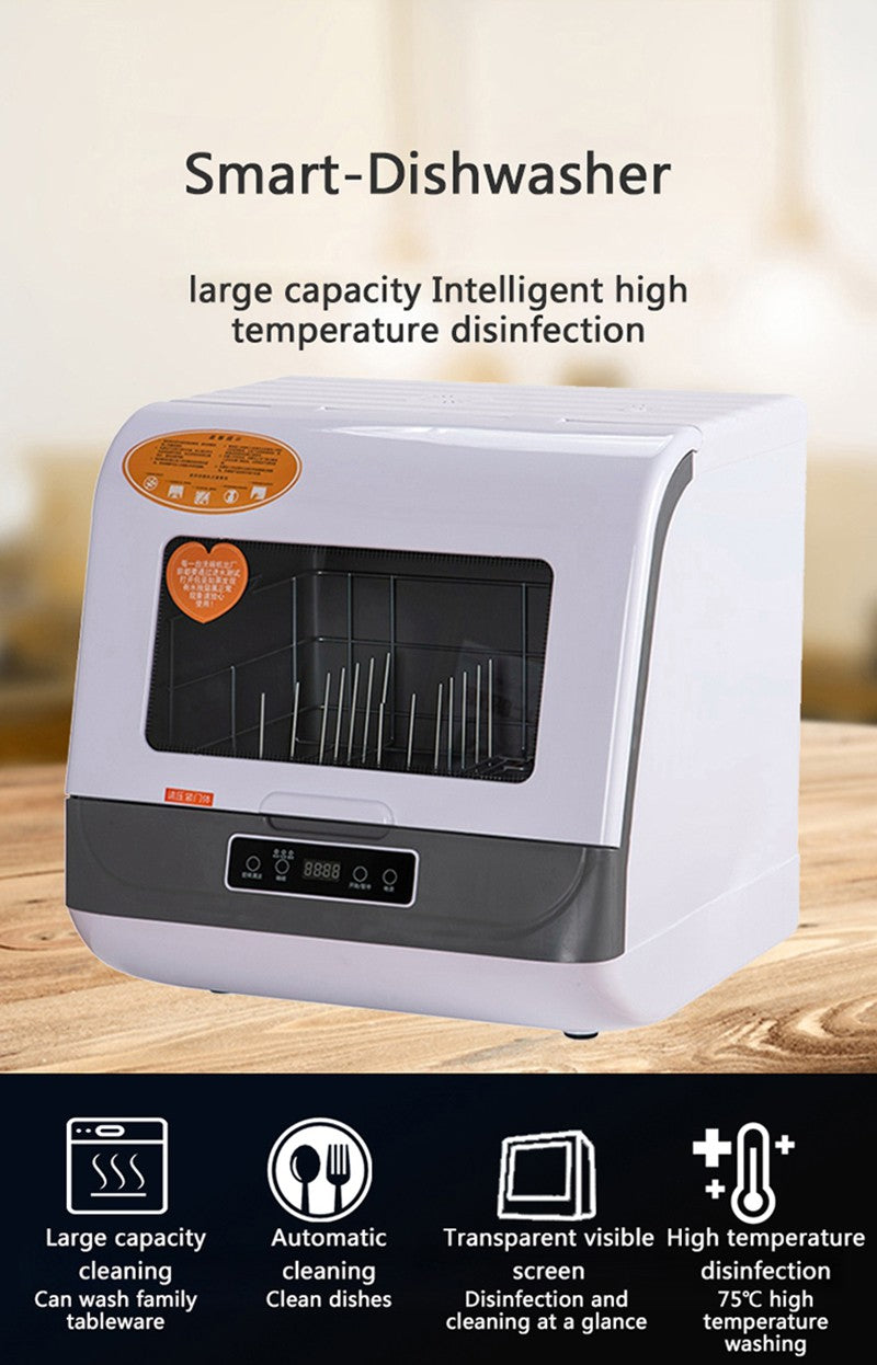 8L Portable Countertop Mini Dishwasher ,4 Washing Programs, Air-Dry Function and LED Light for Small Apartments, Dorms and RVs