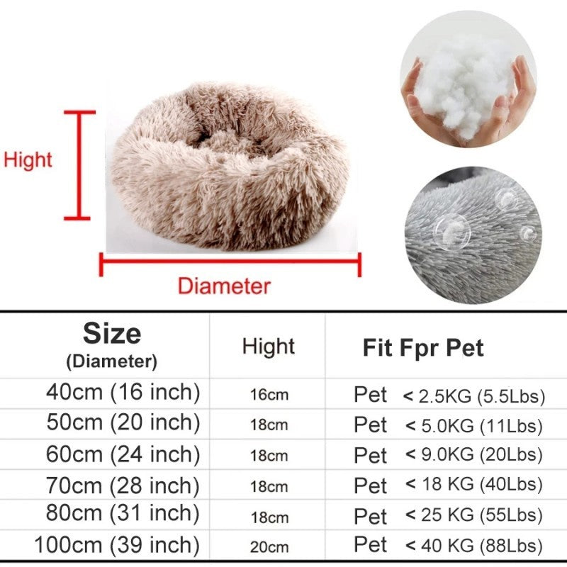 Cama Redonda Para Gatos Casa Macia Pelúcia Longa Ninho Cama Para Animais de Estimação Cesta Para Cães Produtos Para Animais de Estimação Almofada Tapete Animais Sofá Para Dormir Terno Para o Inverno
