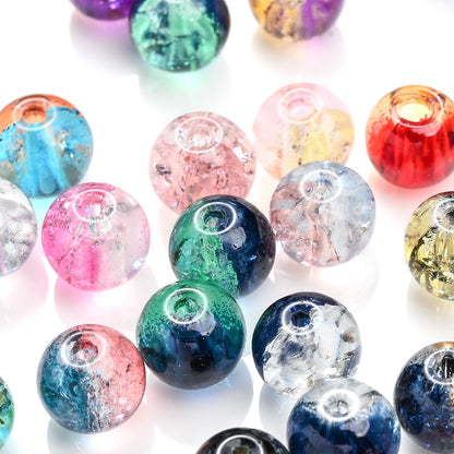 100pcs 8mm Christmas Crystal Glass Crack Beads Red and Green Gradient Spacer Beads for DIY Bracelet Necklace Jewelry Making