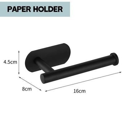 Towel Bar for Bathroom No Drilling Stainless Steel Black Bathroom Accessories Sets Toilet Tissue Roll Paper Holder Towel Rack
