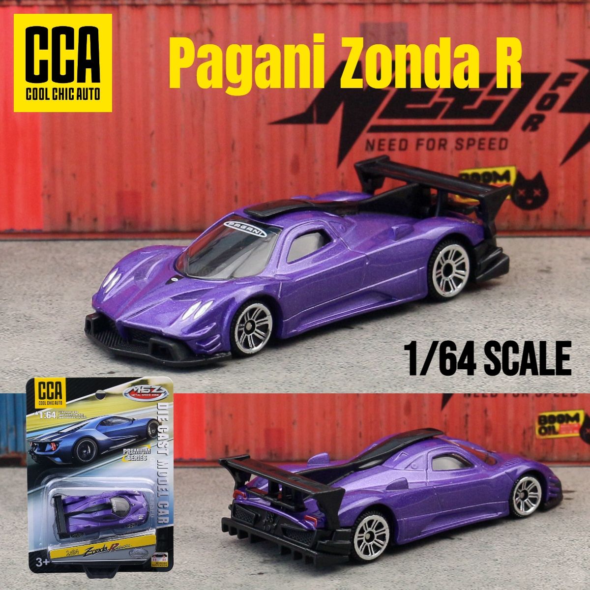 Miniatura Pagani Zonda R 1/64 CCA MSZ 1:64 Carrinho de Brinquedo Veículo Diecast Rodas Livres Coleção Adequado para Presente Hot Wheels Criança