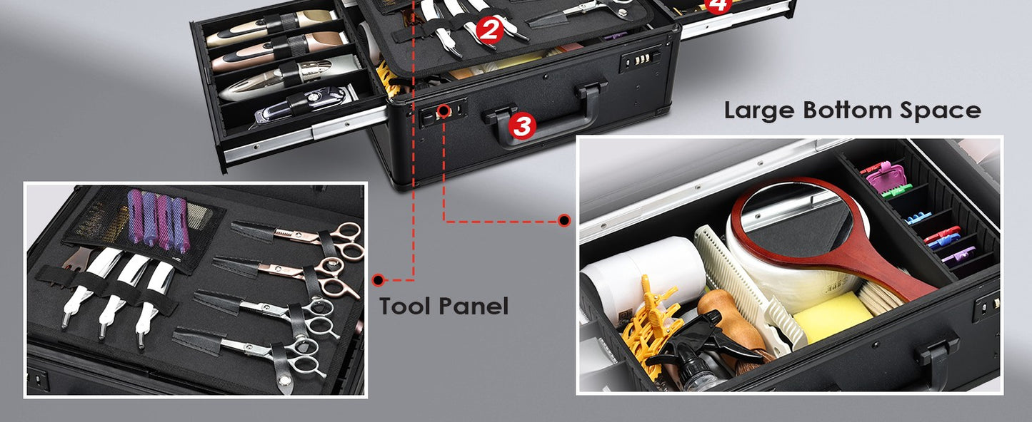 Professional Barber Supplies Hair Tool Organizer Travel Barber Case Barber Bags For Clippers And Supplies Carrying Suitcase