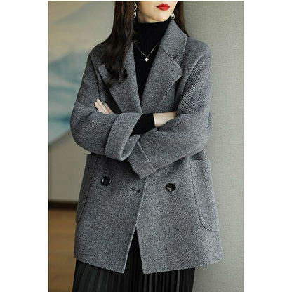Ladies Woolen Jacket 2025 Autumn Winter Fashion Temperament Female Coat Long Sleeve Short Double-breasted Women Wool Overcoat