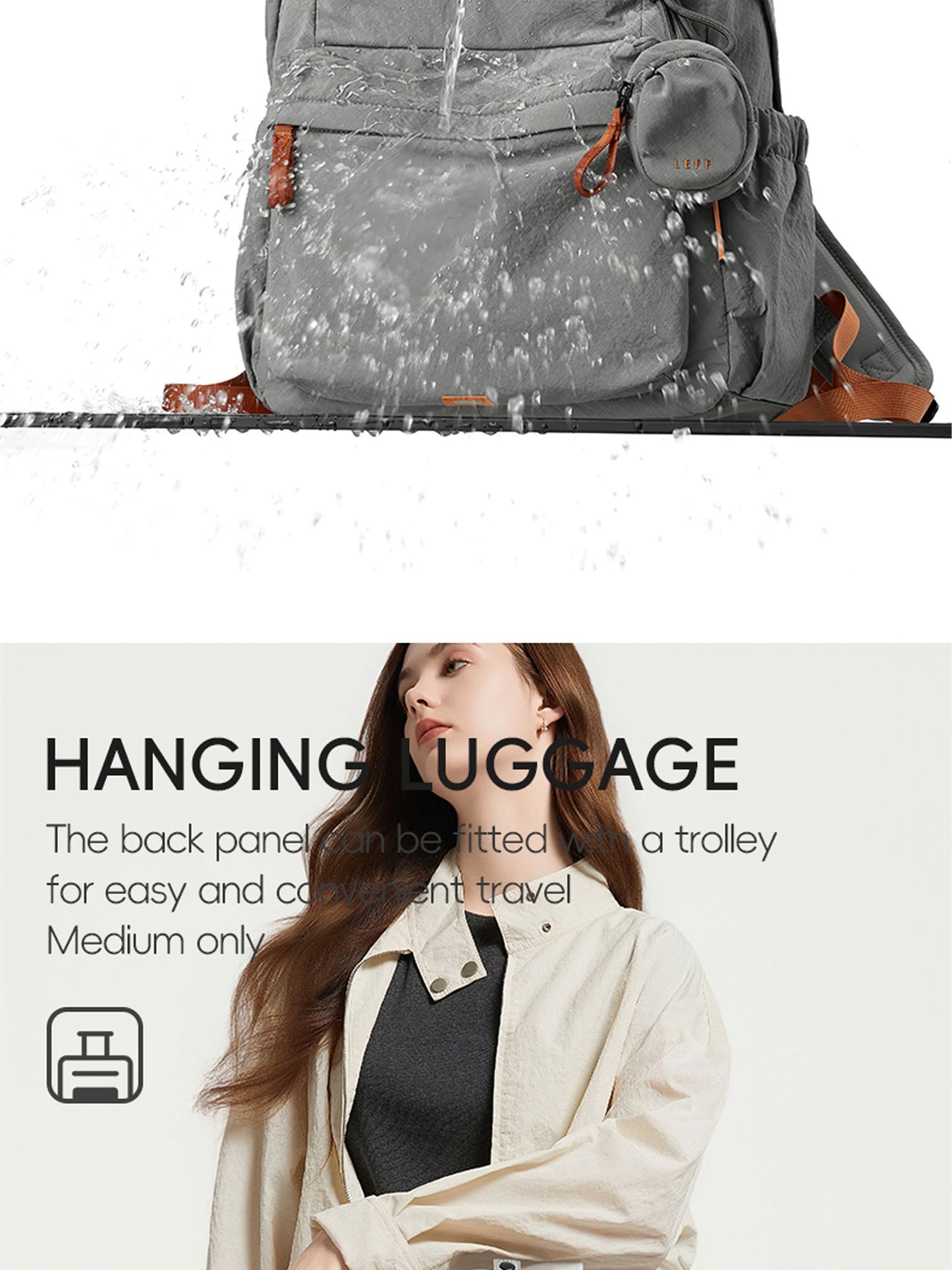 LEFF Women Backpack 15.6 Inch Large Capacity Laptop Backpacks Waterproof Outdoor Commuting Backpack Lightweight Travel Backpacks