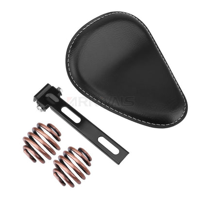 Assento de selim de couro de motocicleta retrô preto de couro solo para Harley Custom Chopper Bobber Honda Yamaha Kawasaki Suzuki