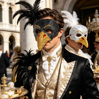 Steampunk Gothic Bird Beak Mask Full Rhinestone Craft Retro Venetian Style Halloween Masquerade Wedding Party Diamond Mask