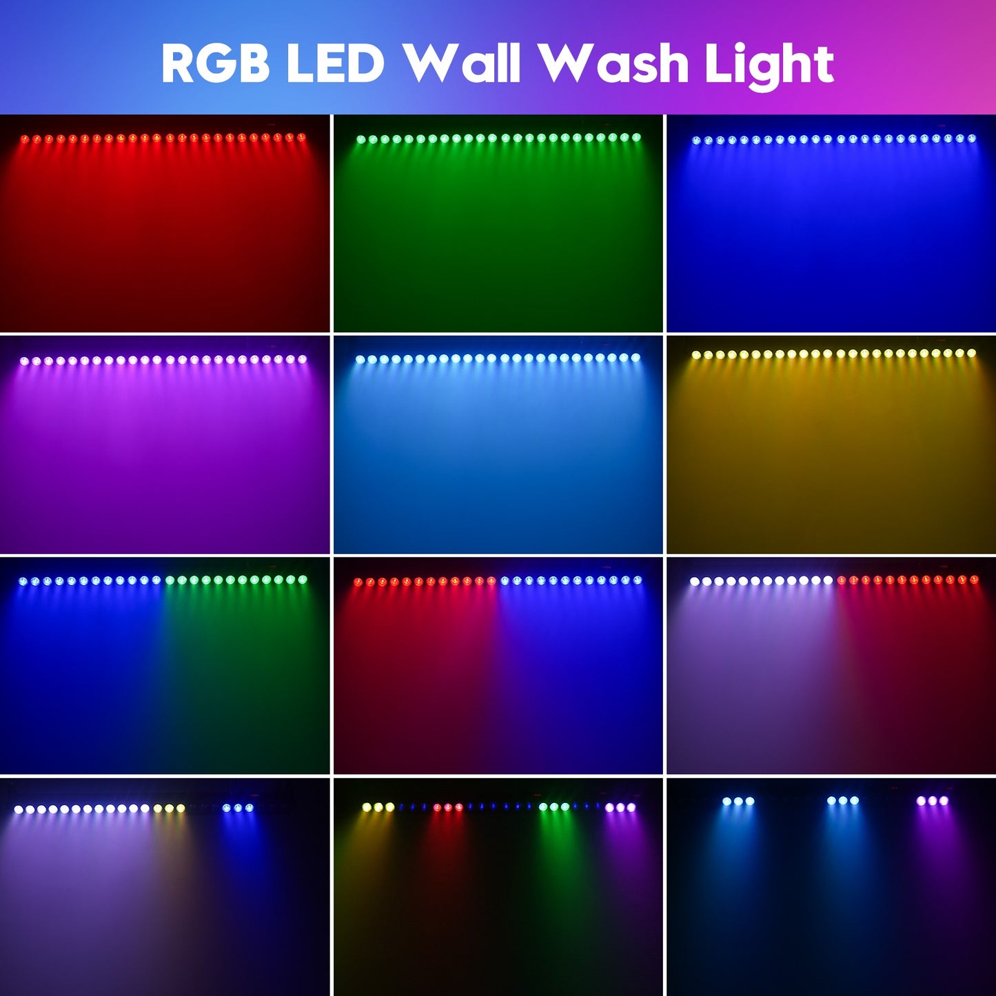 U'King 1/2Pcs 60W RGB 24LED Wall Wash Light Bar With Remote Controller DMX512 Stage Light Bar For DJ Wedding Party Church Music