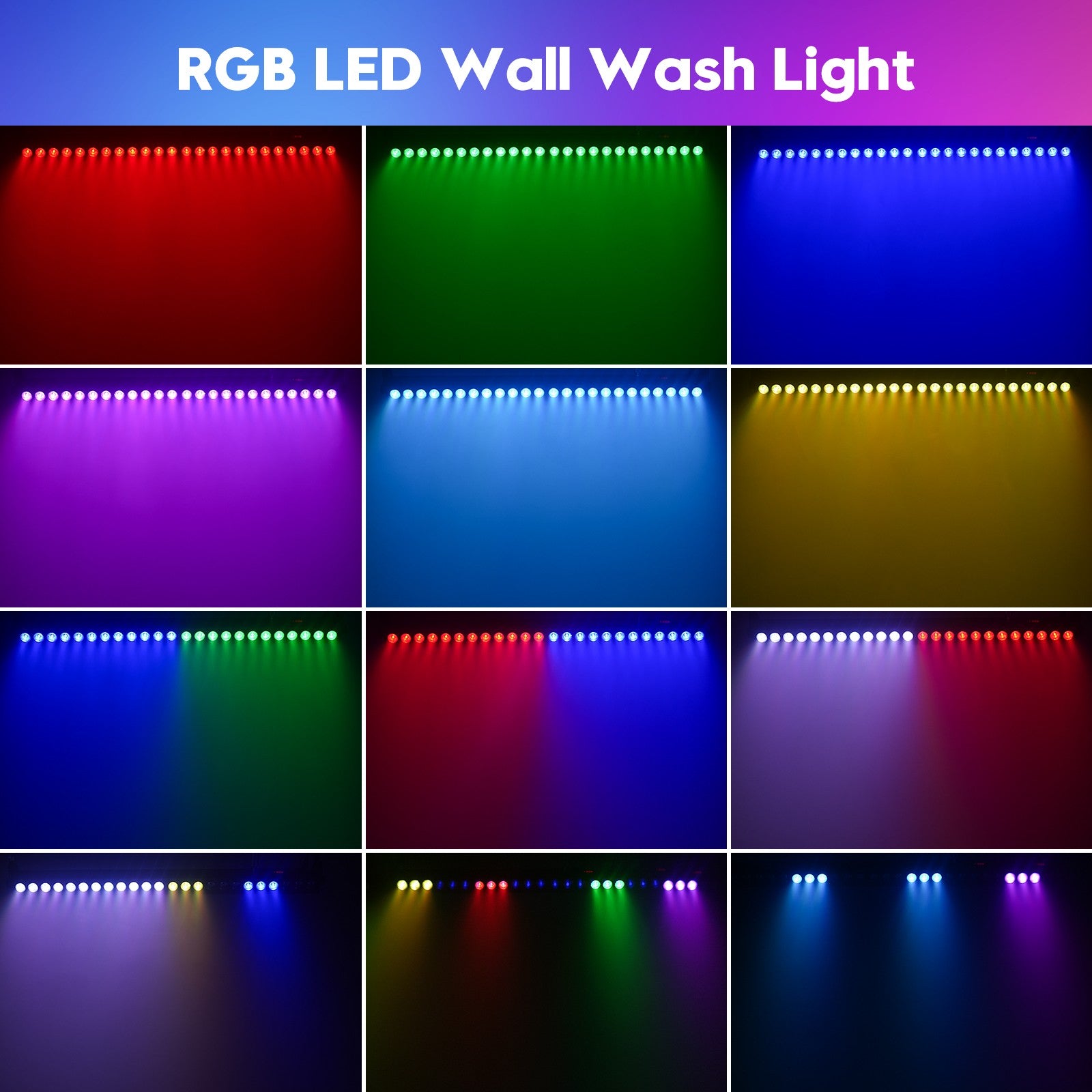 U'King 1/2Pcs 60W RGB 24LED Wall Wash Light Bar With Remote Controller DMX512 Stage Light Bar For DJ Wedding Party Church Music