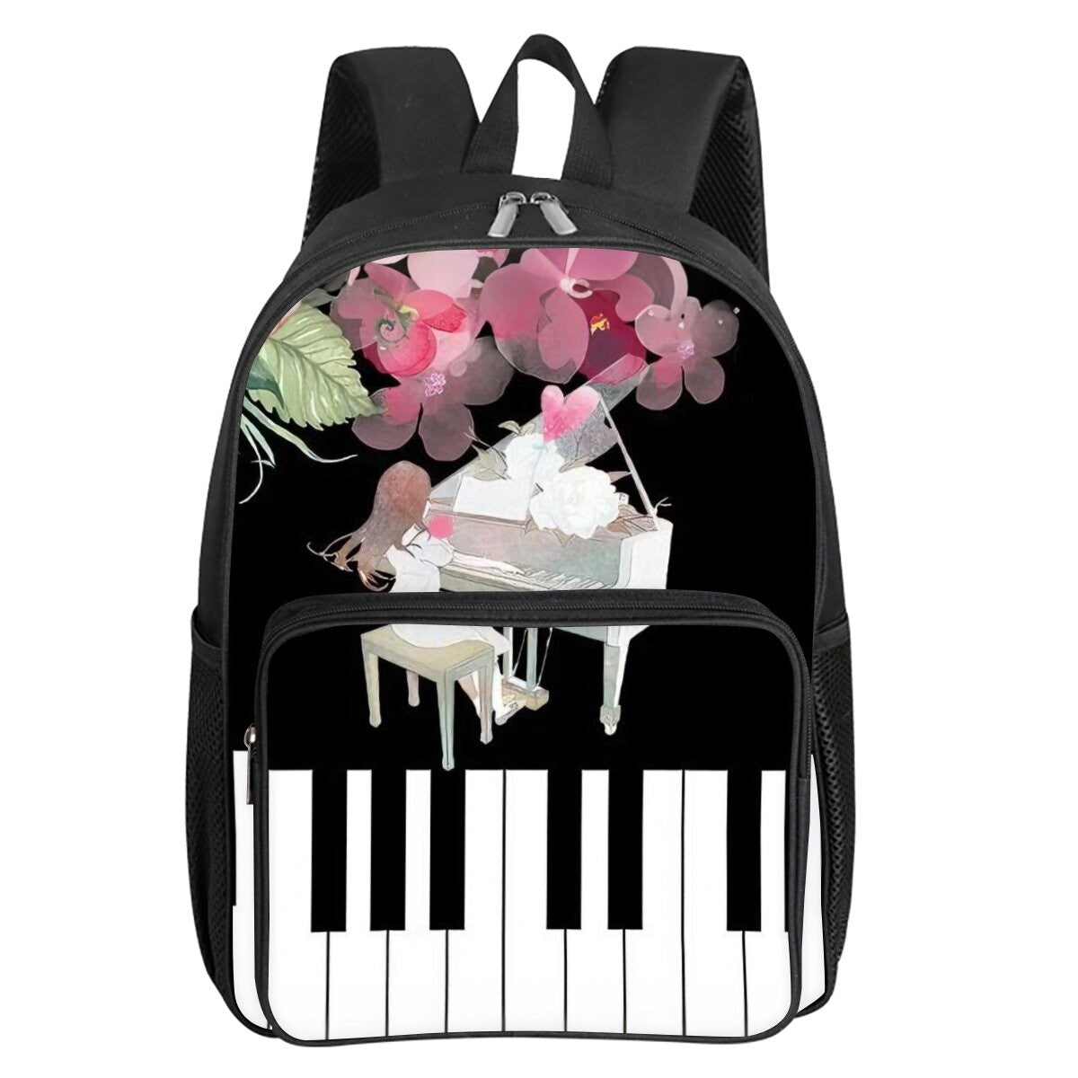 Musical Note Print Square Front Pocket Backpack Zipper Large Capacity for Boy/Girls Best Gift 3D Cartoon Children's School Bag