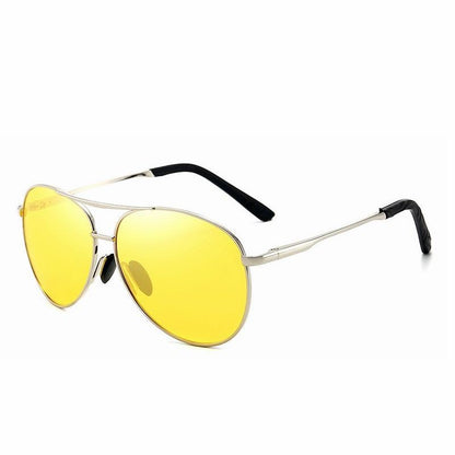 Óculos de Sol Polarizados Masculinos com Armação de Metal para Aviação Cores Variadas Óculos de Sol Masculino Piloto Visão Noturna e Diurna para Dirigir