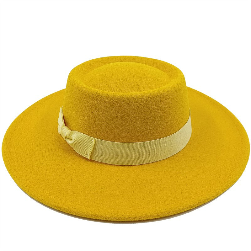Chapéu Fedora unissex de inverno, superfície circular côncava e convexa, chapéu de jazz de feltro liso, elegante para homens e mulheres.