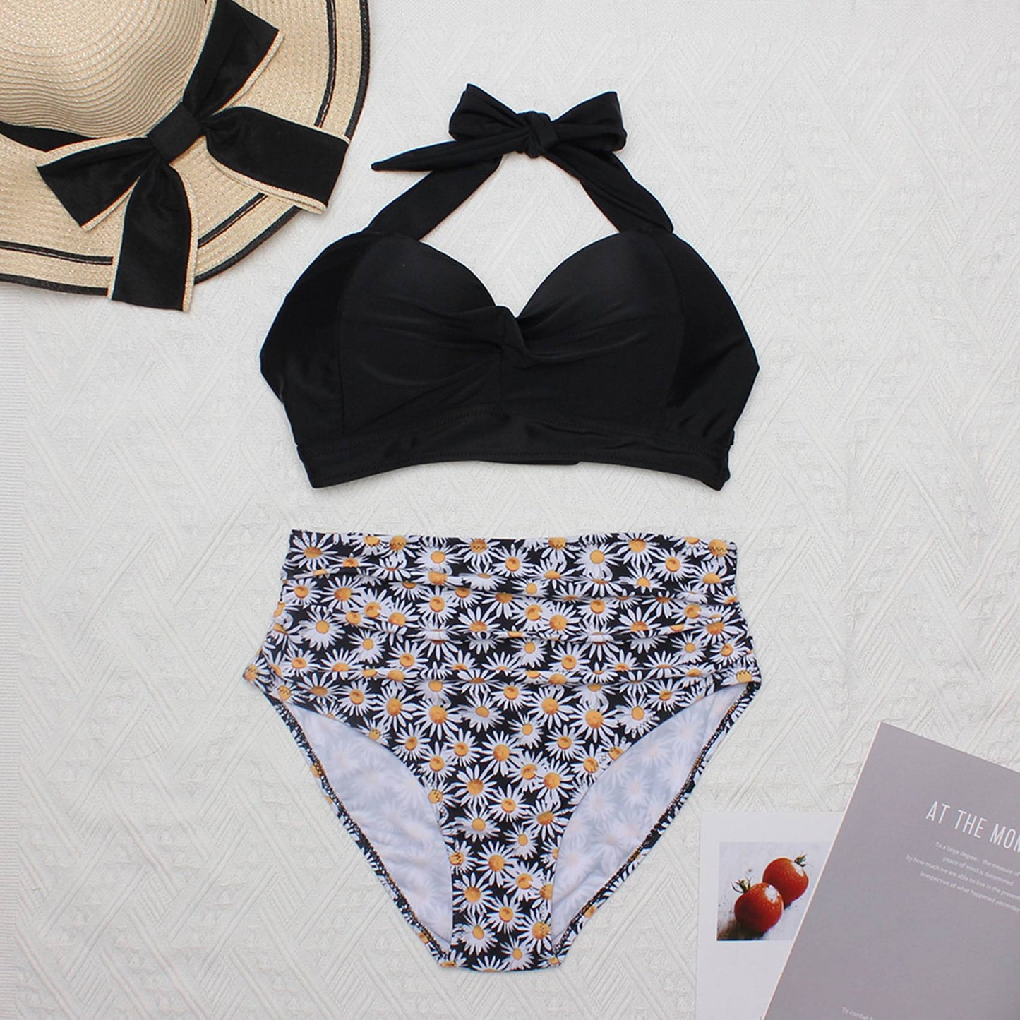 Sexy High Waist Bikinis 2025 New Halter Swimwear Women Swimsuit Female Bikini Set Print Bodysuit Bathing Suit Summer Biquini XXL
