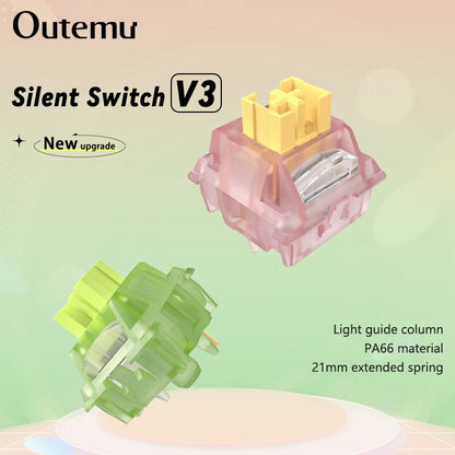 Outemu Silent Peach V3 Switch Lubrificado Silent Lemon V3 Switches Teclado Mecânico Linear Tátil 5 Pinos Hot-swap PA66 Pré-Lubrificado POM