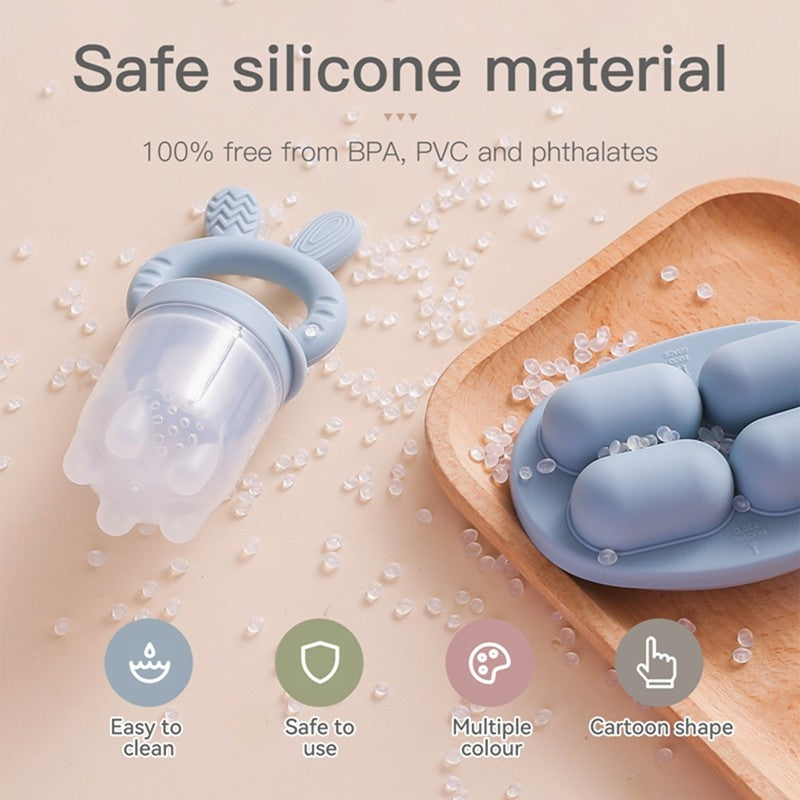 Silicone Baby Fruit Feeder With Cover Fruit Vegetable Food Supplement Bite Soother Nibbler Feeding Tableware Teething Pacifier