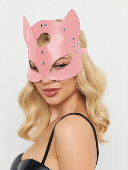 Fashion PU Leather Half Face Fox Mask for Cosplay Adult Halloween Party Nightclub Game Accessory Unisex Decoration Toys