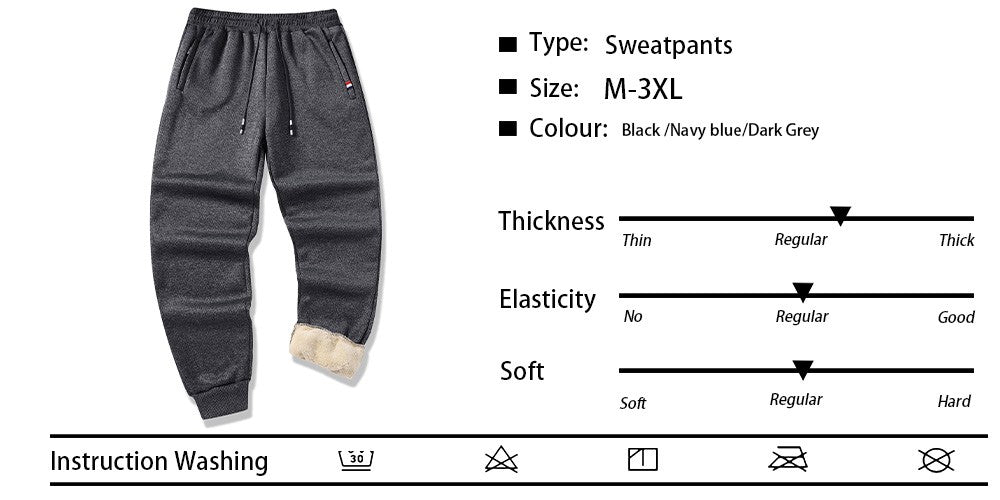 Winter Lambswool Warm Pants Men's Thicken Sweatpants Outdoor Thermal Casual Joggers Pants for Men Fleece Trousers Sportswear