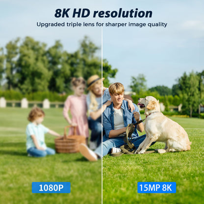 15MP 8K HD Wifi Surveillance Camera Outdoor Three Lens Three Screens Security IP Camera Human Detection 5G Wifi Camera O-KAM PRO
