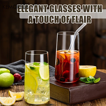 6 Copos Long Drink para Uísque e Café com Canudo de 450ml, Copos para Suco Adequados para Coquetéis e Cerveja, Conjunto de Utensílios de Bar