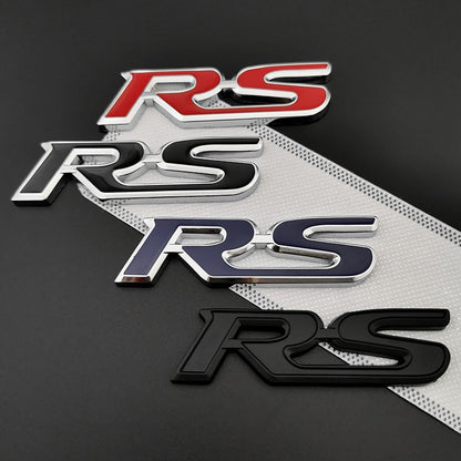 Adesivo 3D RS de Metal, Letras, Logotipo, Grade Dianteira, Porta-Malas Traseiro, Emblema, Crachá, Acessórios para Carros Esportivos RS