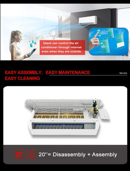 Ar Condicionado de Alta Eficiência 12000 BTU Aletas Douradas, Controle Inteligente Wi-Fi, Inversor DC, Montado na Parede 1.5hp
