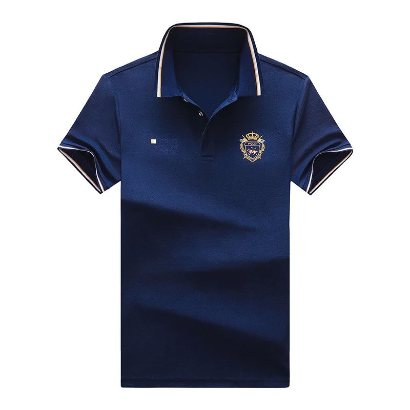 summer Men's Casual Embroidery Short Sleeve Polo Shirt New Fashion Solid Color Top
