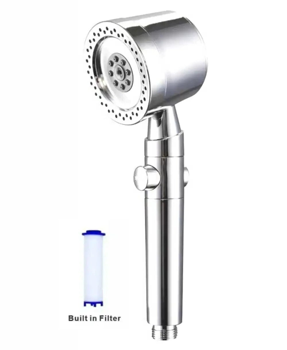 Chuveiro Booster 5 Modos com Escova Massageadora de Alta Pressão para Economia de Água Portátil Filtro de Banheiro com Mangueira e Suporte
