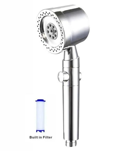 Chuveiro Booster 5 Modos com Escova Massageadora de Alta Pressão para Economia de Água Portátil Filtro de Banheiro com Mangueira e Suporte