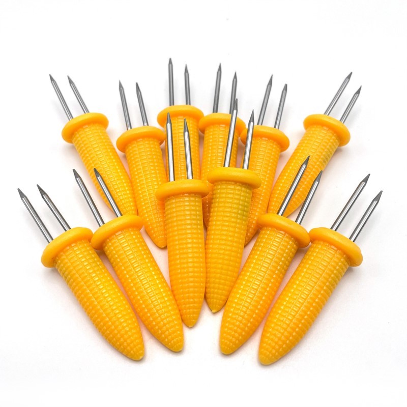 Stainless Steel Corn Fork 12/8Pcs With Box Anti Scalding Barbecue Corn Holders Camping Fruit BBQ Picnic Cooking Tools Outdoor