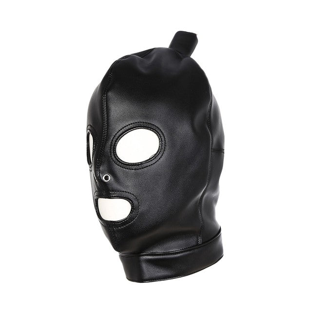 Unisex Latex Hood Mask Sexy Men Women PU Leather Masks Cosplay Flirting Tail Chest Strap Headwear Cosplay Sexy Accessory