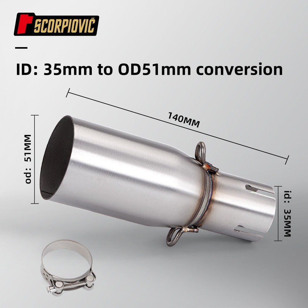 Motorcycle Modification Exhaust Pipe Exhaust Middle Section 28 30 32 33 35 38 40 42 45mm Adapter 51mm Exhaust