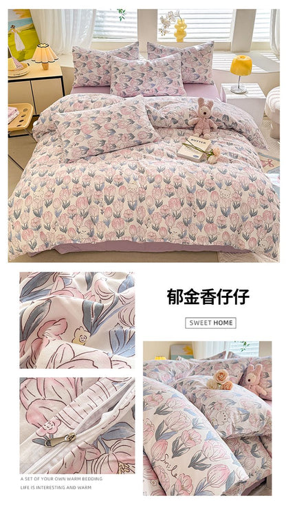 Bonenjoy Floral Style Duvet Cover Sets Single/Queen/King Soft Washed Cotton Bed Cover Sets dekbedovertrek 240x220 Bedding Sets